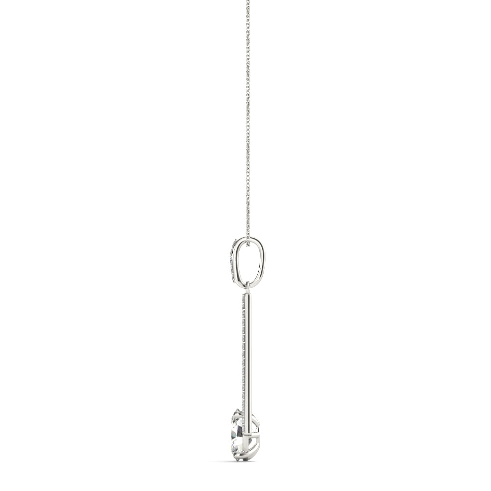Platinum Oval Diamond Halo Pendant