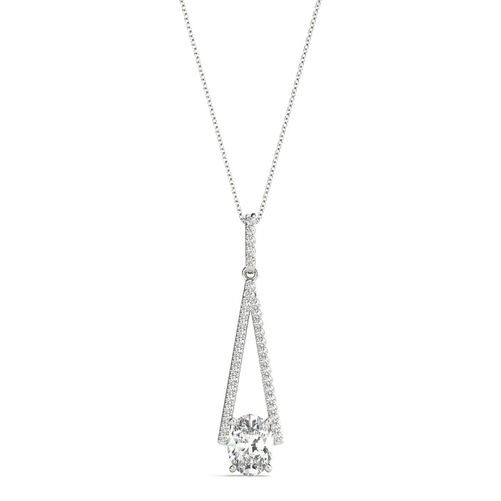 Platinum Oval Diamond Halo Pendant
