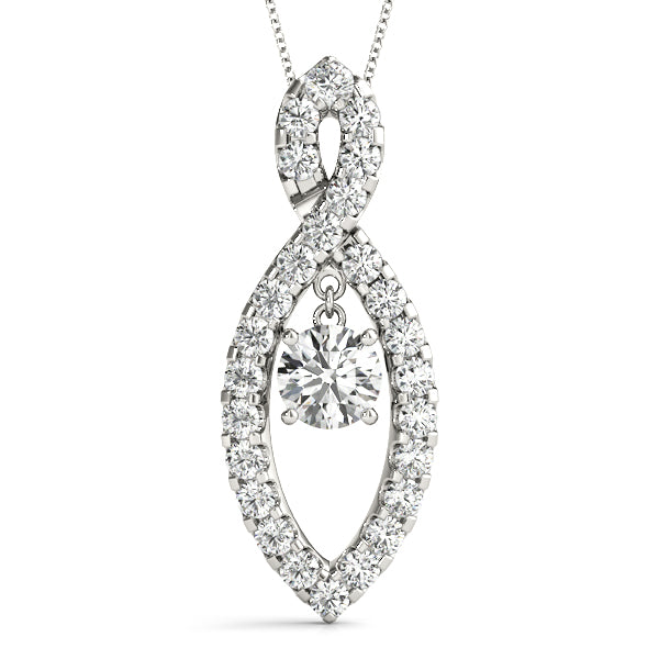 18K White Gold 7/8 ct Diamond Solitaire Pendant