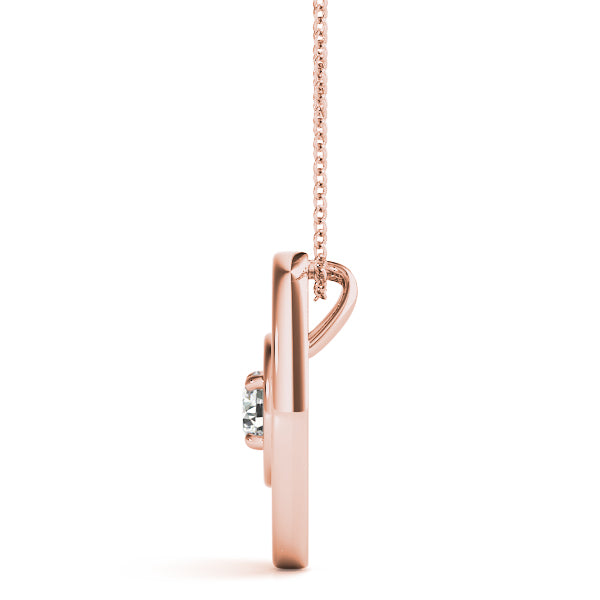 18K Rose Gold Diamond Solitaire Pendant 0.1 CT
