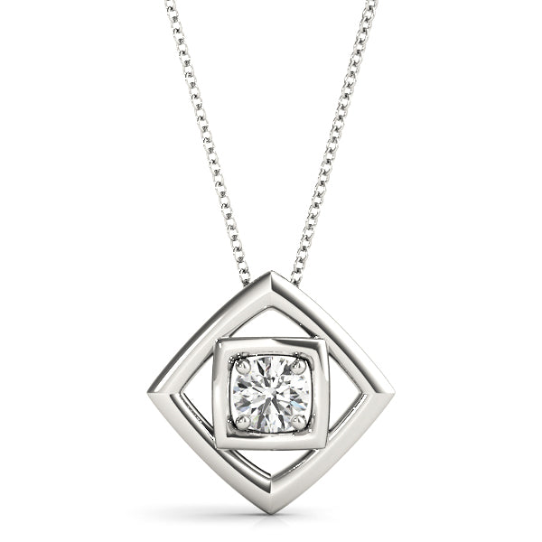 Platinum 1/3 CT Round Diamond Solitaire Pendant