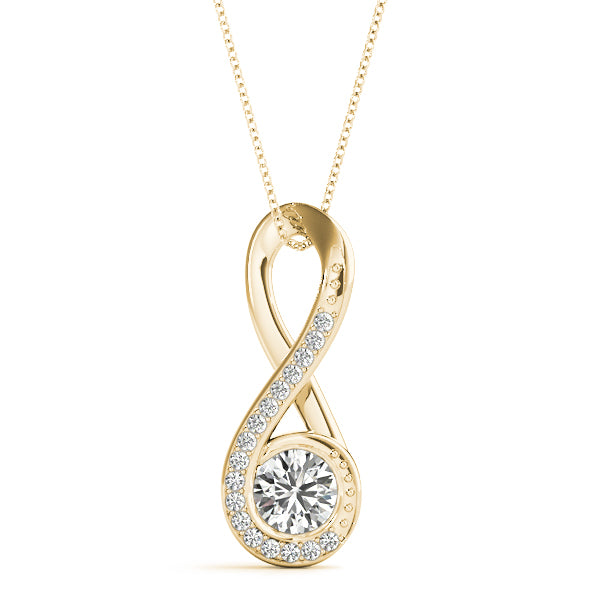 18K Yellow Gold Round Diamond Solitaire Pendant