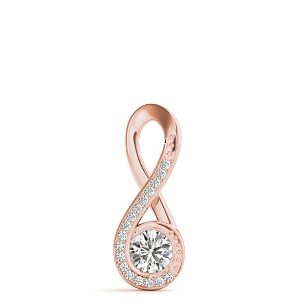 18K Rose Gold Round Diamond Pendant