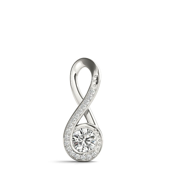 18K White Gold 0.5 CT Round Diamond Pendant