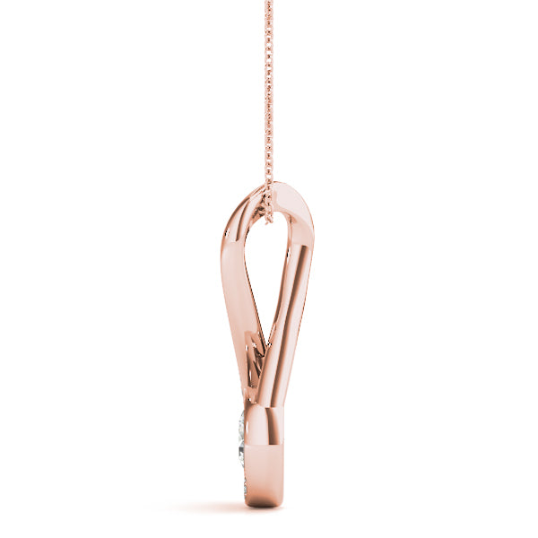 18K Rose Gold Round Diamond Pendant