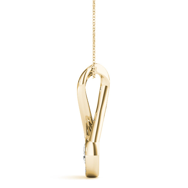 18K Yellow Gold Round Diamond Solitaire Pendant