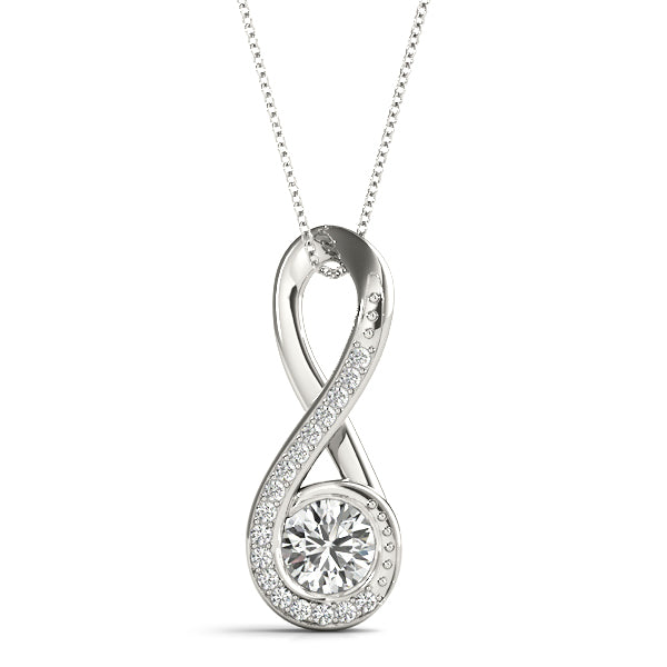 18K White Gold 0.5 CT Round Diamond Pendant