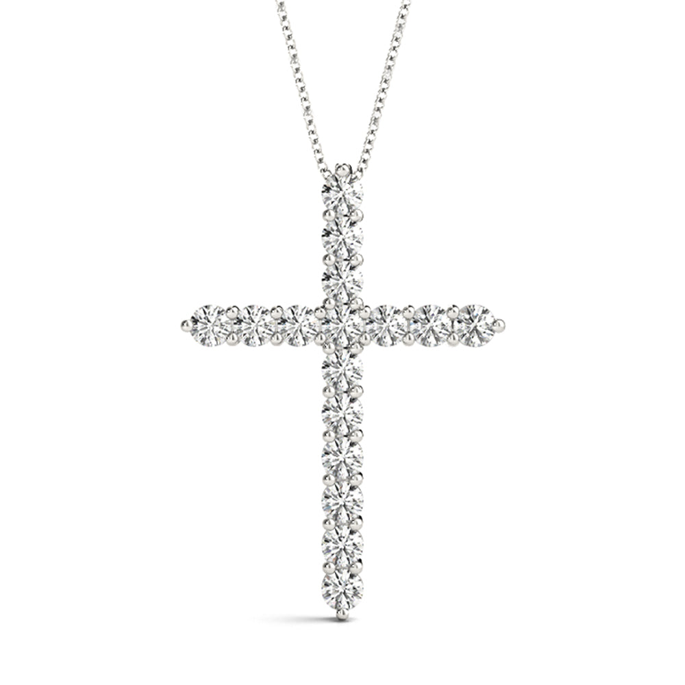 18K White Gold Diamond Cross Pendant