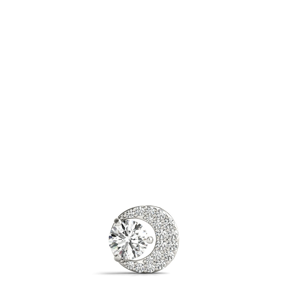 14K White Gold Round Diamond Pendant Necklace