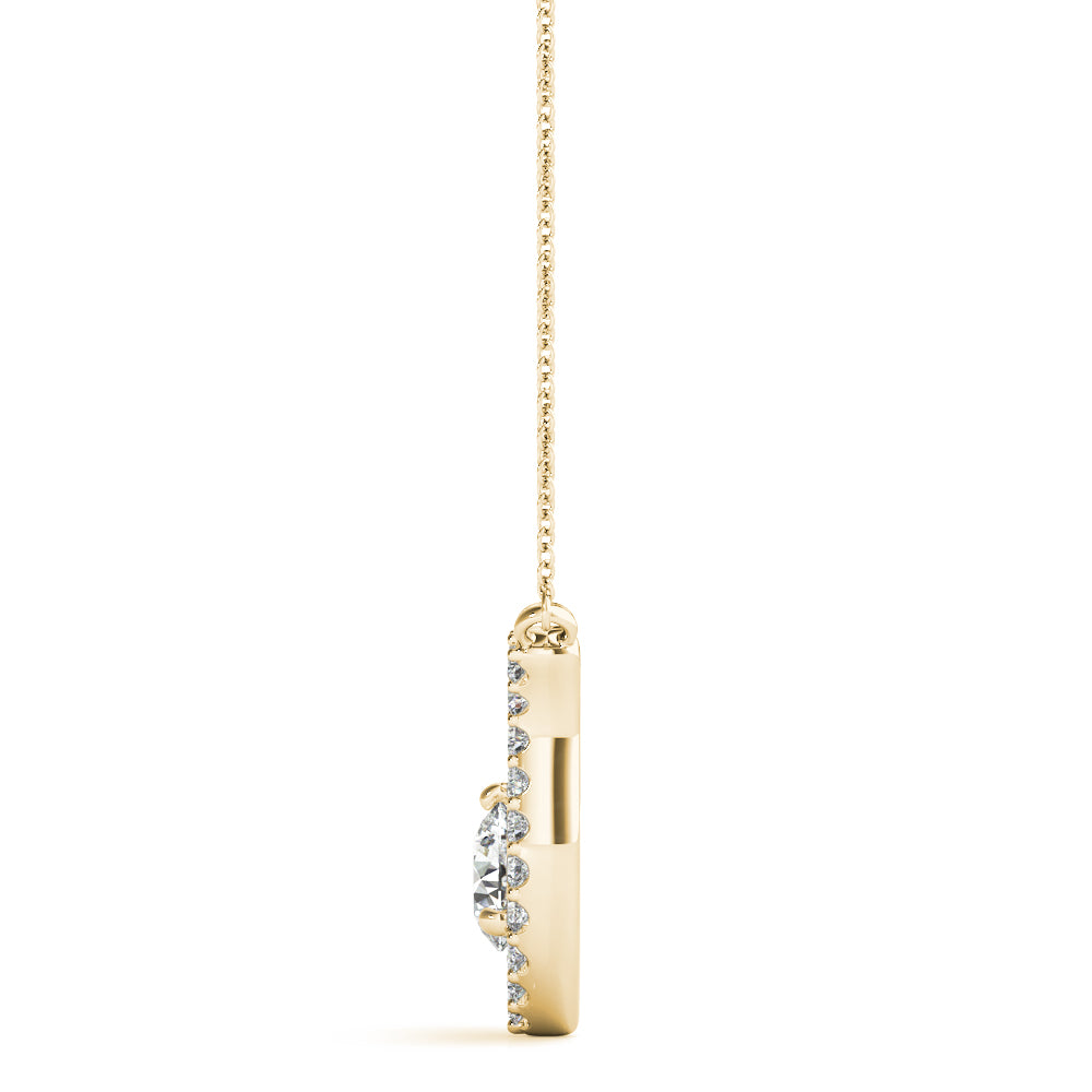 18K Yellow Gold Round Diamond Solitaire Pendant