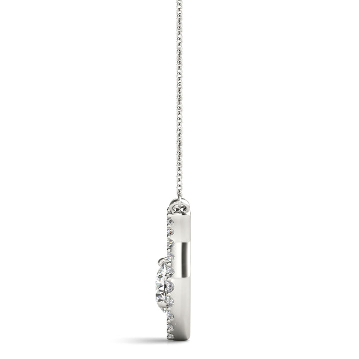 18K White Gold Round Diamond Solitaire Pendant