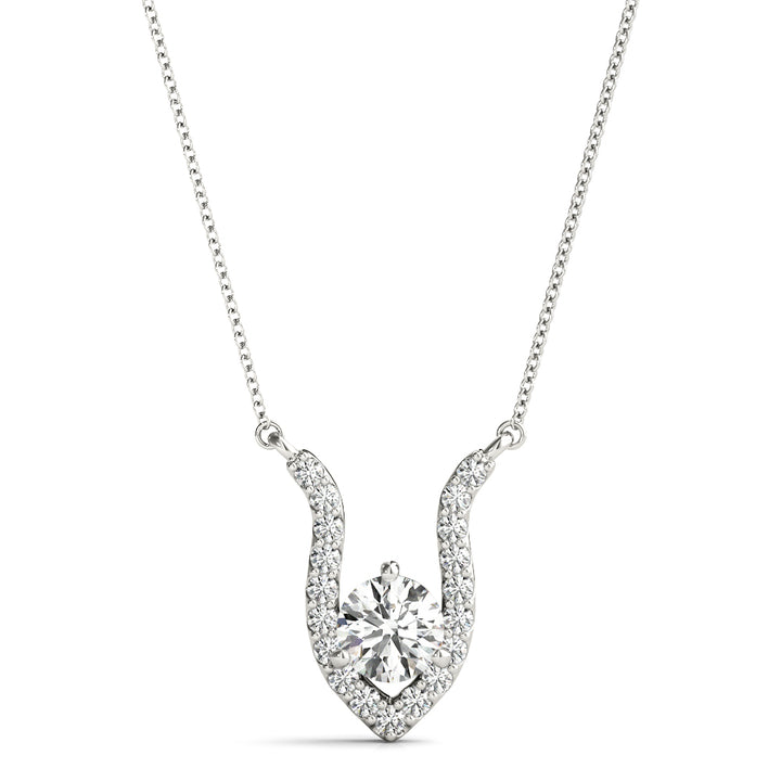 14K White Gold Round Diamond Solitaire Pendant