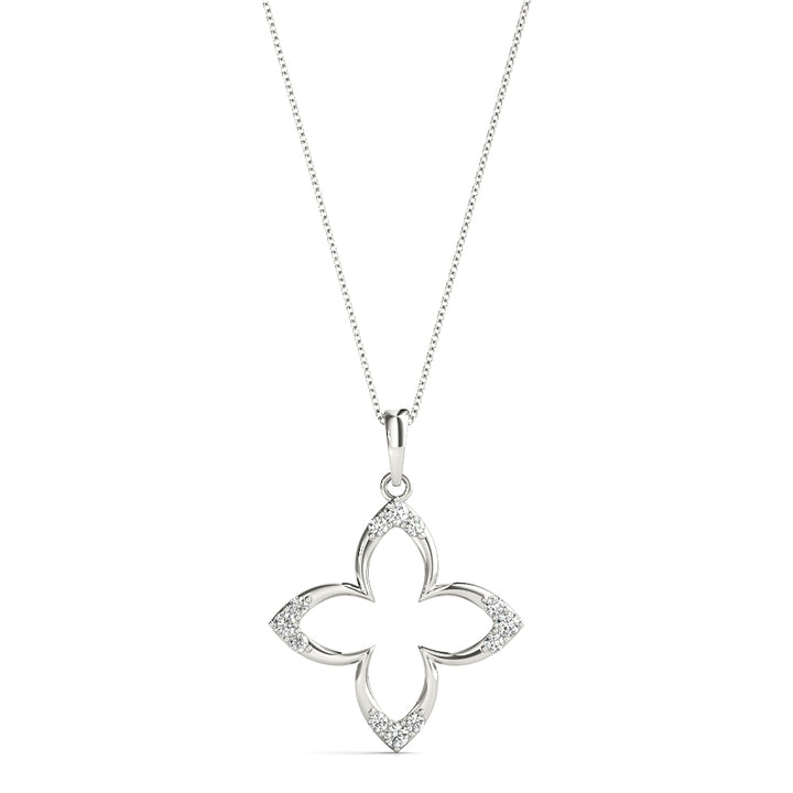 14K White Gold Round Diamond Fashion Pendant