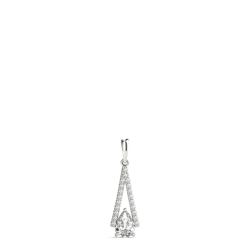 Platinum 3/4 CT Pear Diamond Halo Pendant