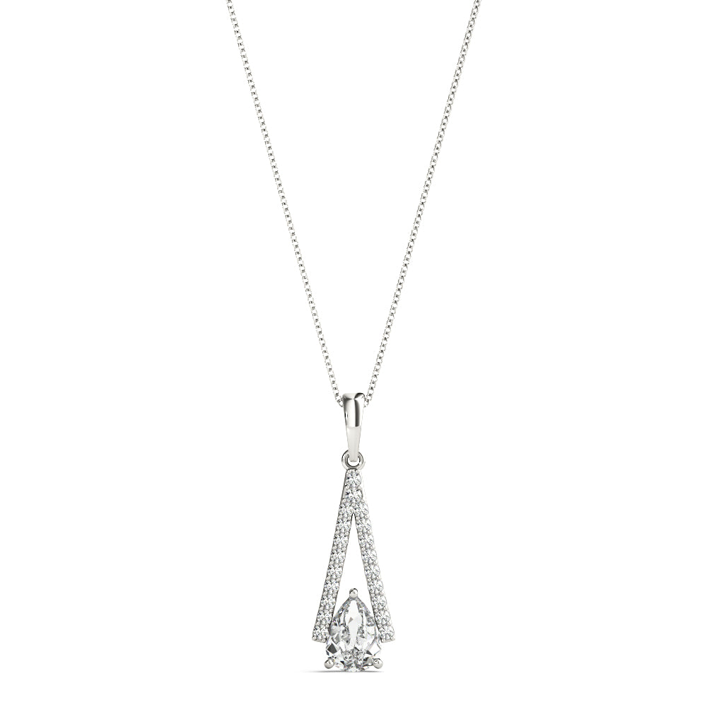Platinum 3/4 CT Pear Diamond Halo Pendant