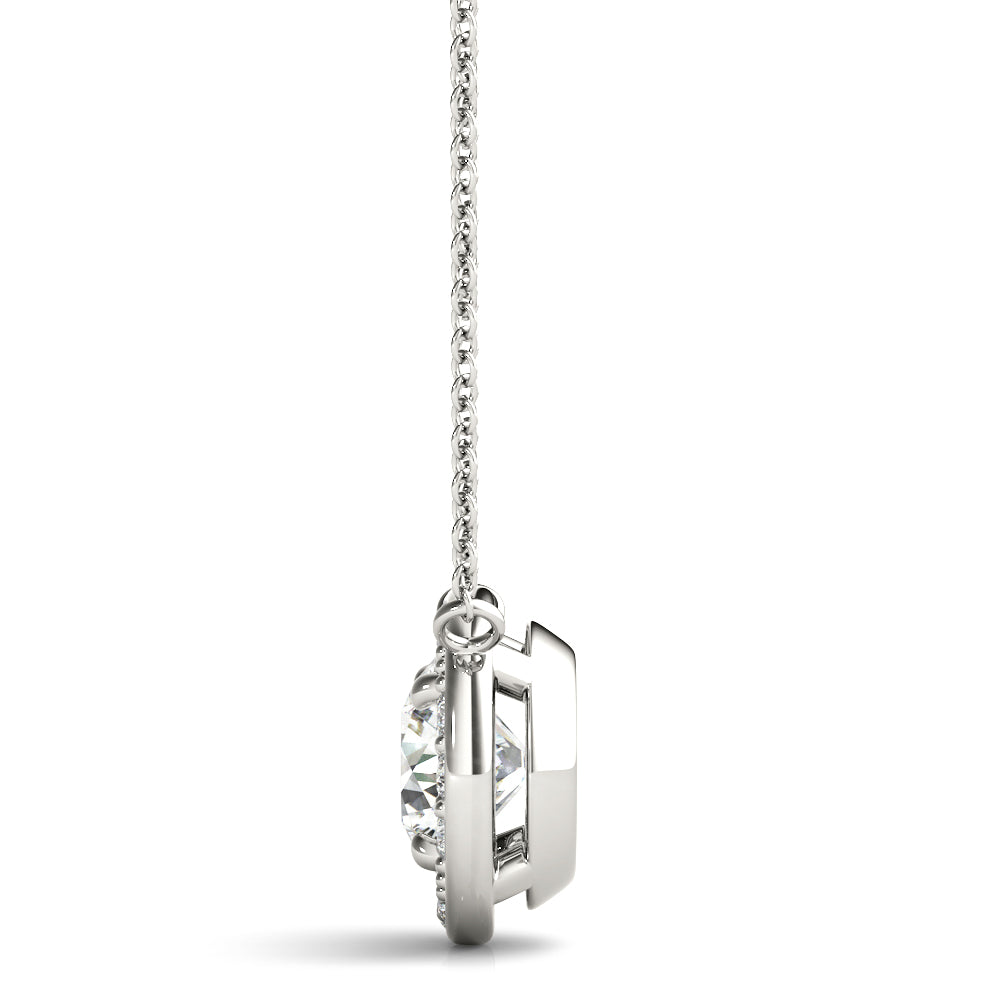 Platinum 1 CT Round Diamond Halo Pendant