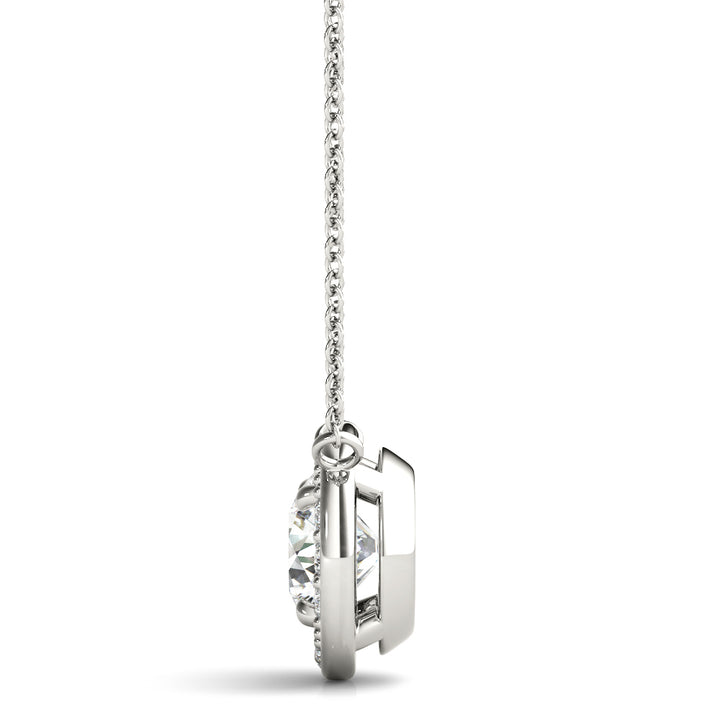 Platinum 1 CT Round Diamond Halo Pendant