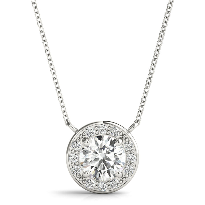 Platinum 1 CT Round Diamond Halo Pendant