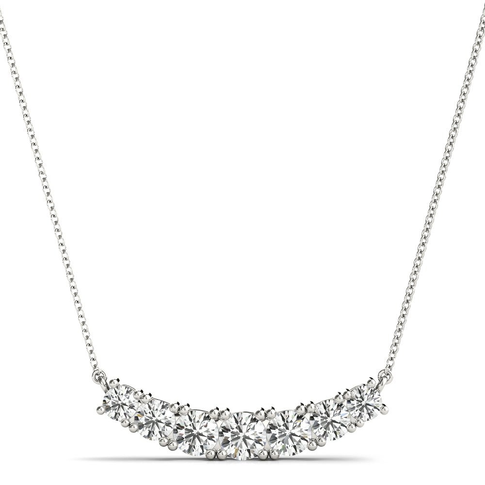 14K White Gold Diamond Cluster Pendant Necklace