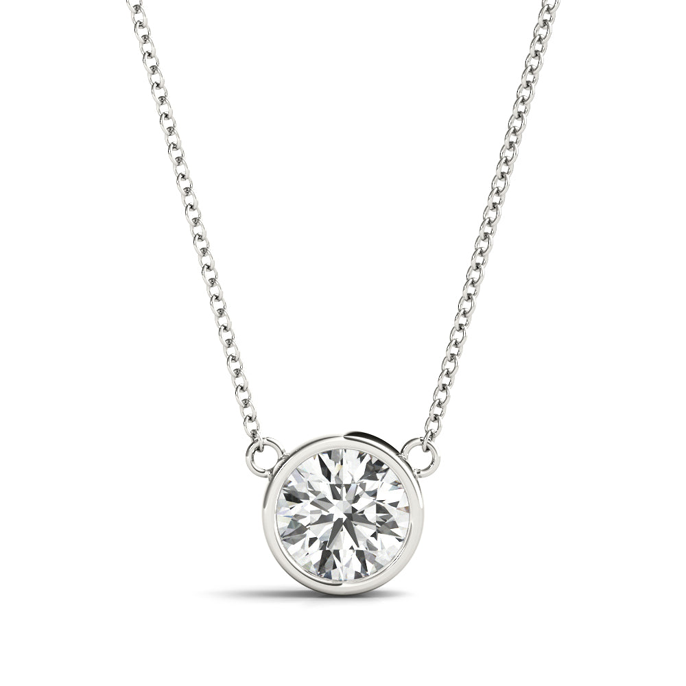 14K White Gold 1ct Diamond Pendant Necklace