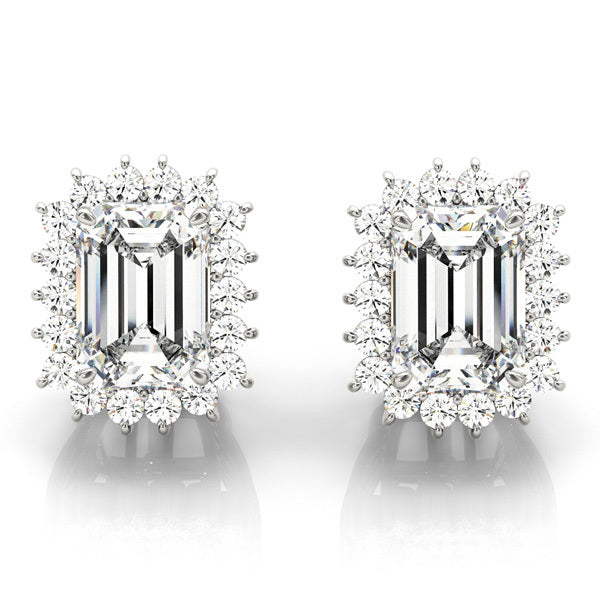 14K White Gold Diamond Halo Earrings
