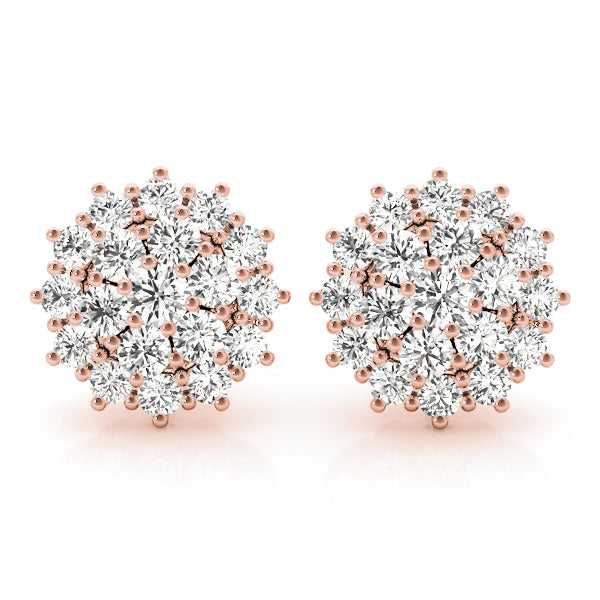 Rose Gold 2ctw Round Diamond Drop Earrings