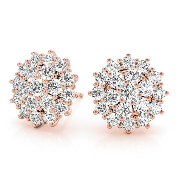 Rose Gold 2ctw Round Diamond Drop Earrings