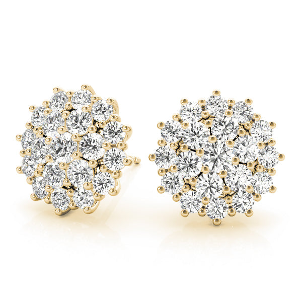 18K Yellow Gold Round Diamond Fashion Earrings