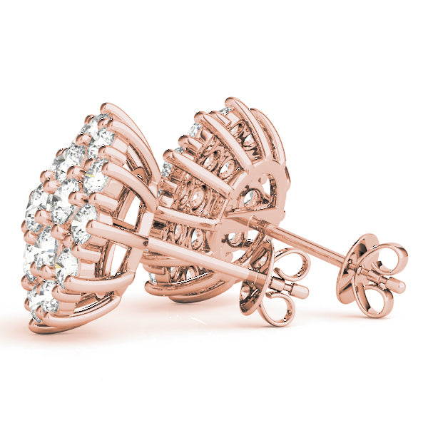 Rose Gold 2ctw Round Diamond Drop Earrings