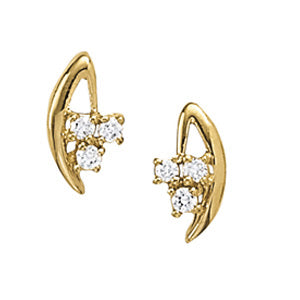 14K White Gold 3-Stone Diamond Stud Earrings