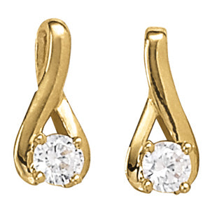 14K White Gold 1/3 CT Round Diamond Stud Earrings