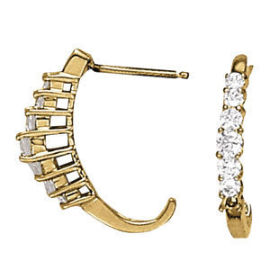 White Gold Round Diamond J-Hoop Earrings 0.26ctw