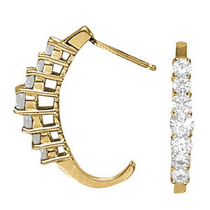 White Gold Round Diamond J-Hoop Earrings 0.26ctw