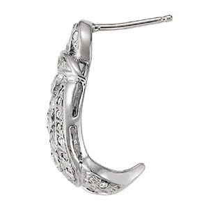 Platinum 1/4 CT Round Diamond J-Hoop Earrings