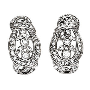 White Gold 0.04ctw Diamond J-Hoop Earrings
