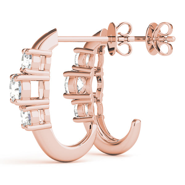 18K Rose Gold 1 ct Round Diamond Earrings