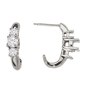 Platinum 1 CT Diamond Three Stone Drop Earrings