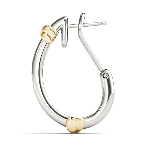18K White Gold Round Diamond J-Hoop Earrings