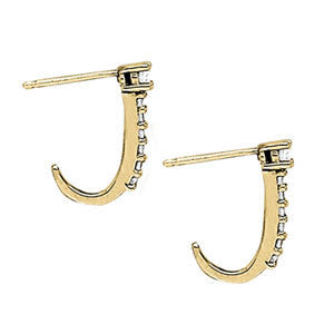 White Gold 0.54ctw Diamond J-Hoop Earrings