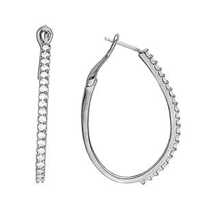 Platinum Diamond Fashion Hoop Earrings - 1/2 CT Total