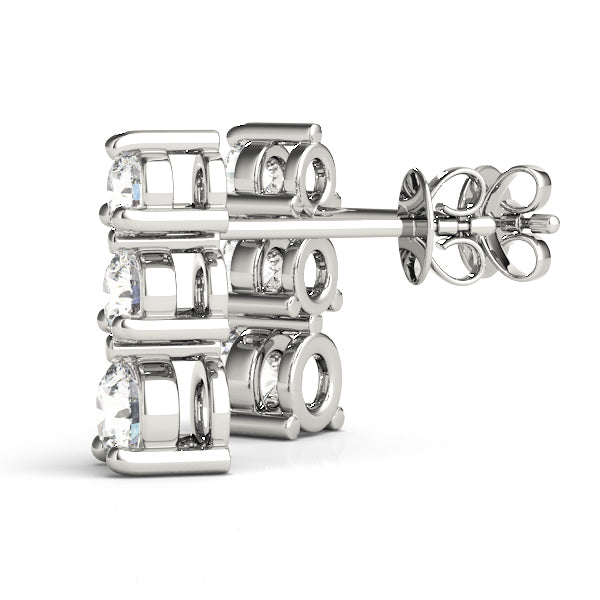 Platinum 0.35 CT Round Diamond Three Stone Earrings