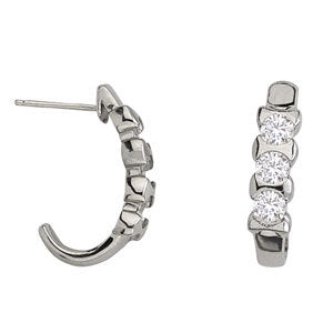Platinum 0.51 ct Three Stone Diamond Stud Earrings