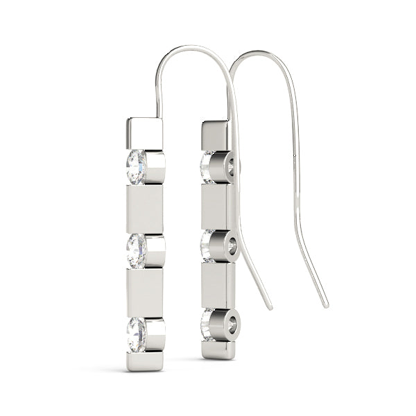 Platinum 0.51 ct Three Stone Diamond Stud Earrings