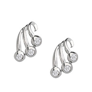 18K White Gold 1/3 ct Diamond Three Stone Earrings