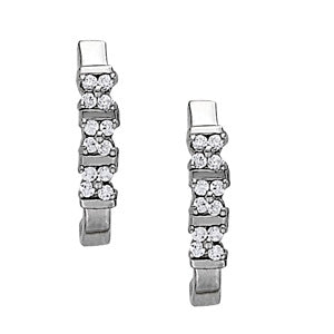 18K White Gold 1/4 CT Diamond J-Hoop Earrings