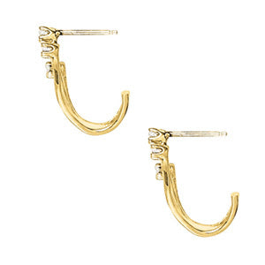 Platinum 3-Stone Round Diamond Stud Earrings