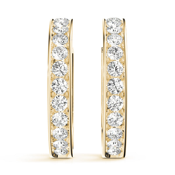 18K Yellow Gold 1ct Diamond Hoop Earrings
