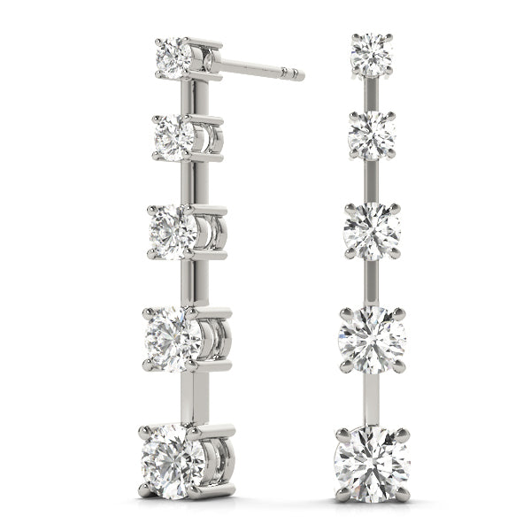 18K White Gold 1 CT Diamond Journey Earrings