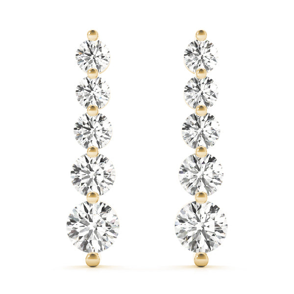 18K Yellow Gold Round Diamond Earrings
