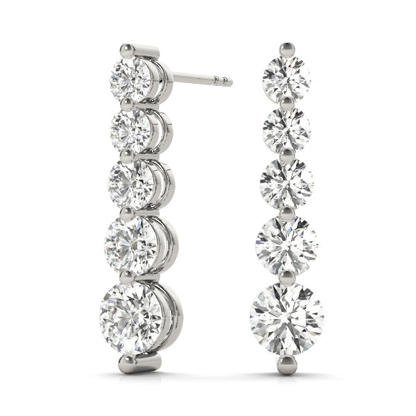 Platinum 1 CT Diamond Journey Stud Earrings